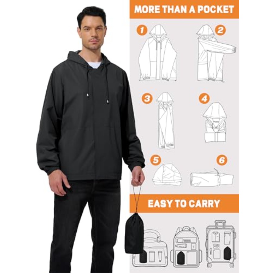 UIQUR Men's Rain Jacket Waterp - Running Gear Jacket avis et prix