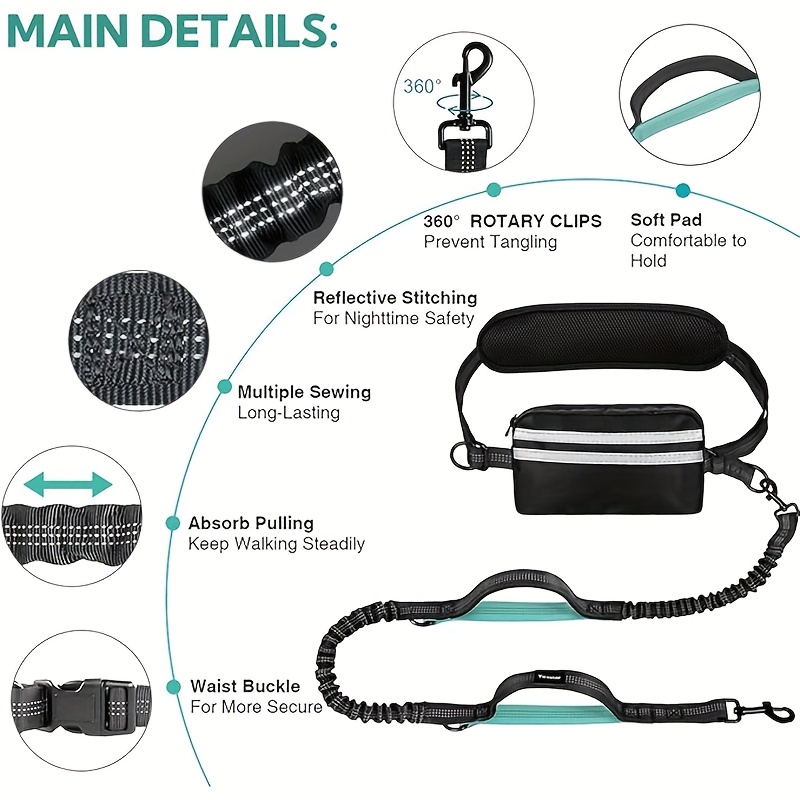 Hands-Free Dog Leash, Waist Ba - Running Gear Dog avis et prix